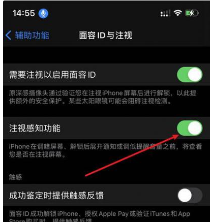 南区街道苹果14维修网点分享iPhone14注视感知功能有什么用 